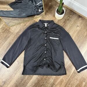 Victorias Secret Black Polka Dot Front Ruch Pajama Top